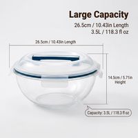 Grands contenants en verre de 3500 ml avec couvercles, récipients hermétiques avec poignée de transport pour le stockage des aliments, la préparation des repas et les restes, congélateur