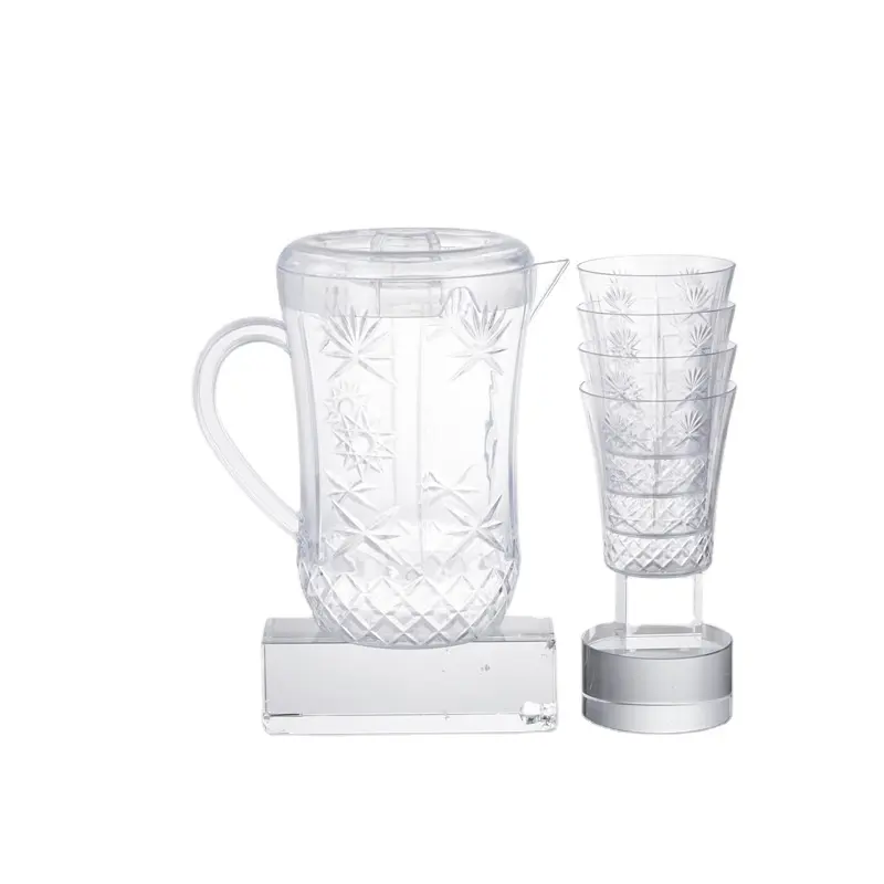 Grote Volume 2.4 Liter Koud Dink Dispenser Transparante Plastic Pitcher Met 4 Kopjes