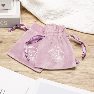 High Quality Custom Logo Size Velvet Dust Drawstring Gift Packaging Pouch Bag for <b>Ring</b> Jewelry - Product Image 1