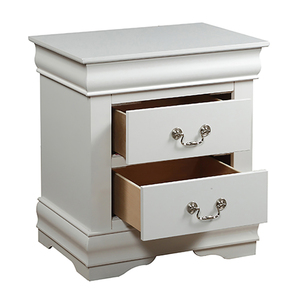 White 2 <b>Drawer</b> Nightstand With Silver Handles Bedroom <b>Storage</b> Cabinet - Product Image 4