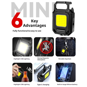 Lampe <span class=keywords><strong>de</strong></span> travail LED COB rechargeable, lampe d'inspection magnétique pour réparation automobile, mini lampe <span class=keywords><strong>de</strong></span> travail, lampe torche porte-clés - Product Image 5