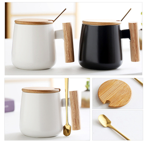 Boîte-cadeau de cuillère à remuer et <span class=keywords><strong>bambou</strong></span> exquis <span class=keywords><strong>noir</strong></span> de logo personnalisé tasse de tasse à café en céramique de luxe de poignée en bois avec le couvercle en bois - Product Image 5
