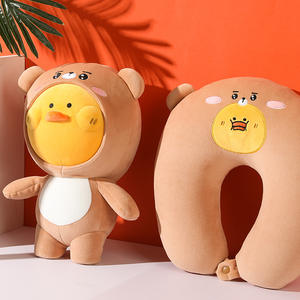 Almohada de Viaje en Forma de U con Diseño de Beerus the Chick, Relleno de Partículas de Espuma, Portátil, Diseño de Anime, Color Caqui - Product Image 1