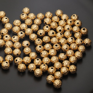 Perles en acier inoxydable martelées plaquées or, rondes et facettées, pour la fabrication de bijoux, colliers, bracelets, entretoises et enfilage DIY - Product Image 4