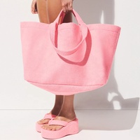 Sac fourre-tout en tissu éponge doux et lavable, grande capacité, ouverture supérieure, idéal pour pique-nique, plage et usage quotidien (OEM/ODM)