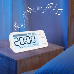 Màn hình lớn buổi sáng pin Powered nhắc nhở bàn làm việc đơn sắc Máy tính để bàn nghiên cứu LCD báo động kỹ thuật số lịch đồng hồ cho phòng ngủ - Product Image 5