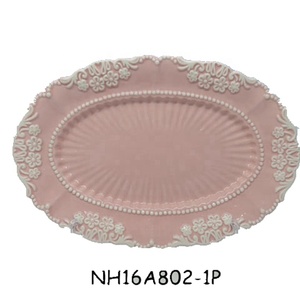 Assiettes de présentation rondes en céramique <span class=keywords><strong>chic</strong></span> avec logo personnalisé personnalisé pour une touche d'élégance rose dans la salle à manger et la décoration modernes - Product Image 2