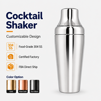 Shaker à cocktails moderne et écologique en acier inoxydable 304, design personnalisé, 650 ml, or rose, noir canon, logo personnalisé
