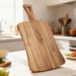 Tabla de cortar de madera de acacia ecológica, tabla de servir tipo paleta, tabla de picar rectangular con asa para cocina - Product Image 5