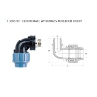 Raccords à compression HDPE Irriplast PN16, raccords coudés en PP, filetages en laiton pour système d'irrigation, alimentation en eau, installation rapide