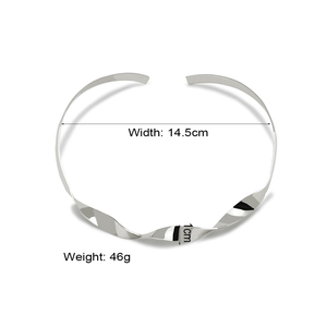 أزياء بسيطة نمط المعادن المختنق قلادة للنساء سبيكة مطلية بالذهب عزم الدوران بيان مجوهرات اكسسوارات - Product Image 6