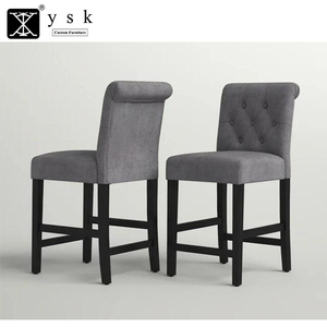 Diseño moderno Patas de madera de haya maciza Tela de terciopelo azul marino Mostrador de Bar Taburete alto Silla - Product Image 3