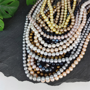 Perles d'eau douce rondes naturelles <span class=keywords><strong>noires</strong></span>, brunes, grises, de qualité, teintes en or jaune, perles en vrac pour la fabrication de bijoux, colliers DIY - Product Image 5
