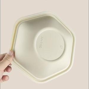 Conteneurs alimentaires jetables biodégradables en amidon de maïs pour vente en gros, boîtes à emporter 750ml 1100ml 1600ml, bols à salade hexagonaux - Product Image 4