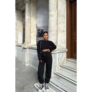 Survêtement noir à capuche style vintage pour l'automne/hiver, respirant, léger, grandes tailles, avec logo imprimé, style vintage uni - Product Image 3