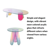 Table d'appoint colorée en acrylique table basse arc-en-ciel