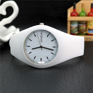 Montre tendance pour <span class=keywords><strong>homme</strong></span> et femme, couleur <span class=keywords><strong>crème</strong></span>, ultra-fine, cadeau tendance, bracelet en silicone, montre de loisirs, montre-bracelet Genève, montres en gelée pour femme - Product Image 2