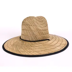 หมวกกันแดดกว้างระบายอากาศได้ดี,หมวกฟางช่วยชีวิตธรรมชาติสำหรับฤดูร้อนโลโก้แบบกำหนดเอง