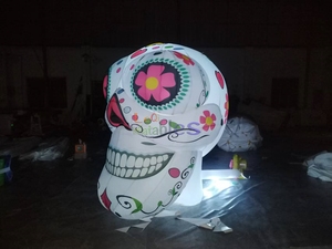 ハロウィンインフレータブルスカルスケルトンヘッドデコレーションLED照明インフレータブルシュガースカルフェスティバルイベント用 - Product Image 2