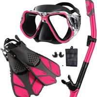 Ensemble de masque de plongée à double lentille avec tuba à système de vidange sec, kit complet d'équipement de plongée et de snorkeling