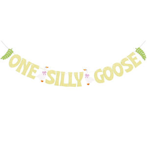 ธีมห่านห่านหนึ่งโง่บน1st หลวมแบนเนอร์ปาร์ตี้วันเกิดธงกระดาษอุปกรณ์ตกแต่งงานปาร์ตี้ - Product Image 3
