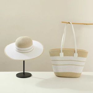 Casual Fashion Large Capacity Summer <strong>Straw</strong> <strong>Hat</strong> Striped Floppy Beach Vacation Bag Made of Paper <strong>Straw</strong> - Product Image 3