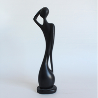 Estatuilla de Mujer en Pose de Yoga Abstracta Negra, Figura de Resina Hecha a Mano, Modelo Desnudo, Esculturas Artesanales, Decoración del Hogar, Estatua de Arte