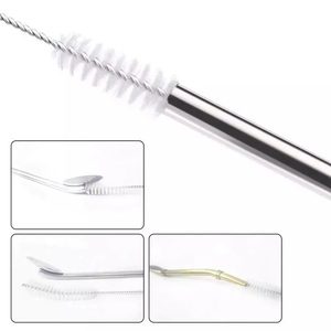 RTS Vente en gros Moins cher Paille durable Brosse <span class=keywords><strong>de</strong></span> nettoyage/Brosse <span class=keywords><strong>de</strong></span> nettoyage Verre Pailles en métal pour le vin en silicone 1 Pièce Logo personnalisé - Product Image 5