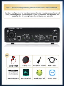<span class=keywords><strong>Tarjeta</strong></span> de <span class=keywords><strong>Sonido</strong></span> USB Externa UMC22 para Grabación en Vivo, para Teléfono Móvil y Computadora - Product Image 6