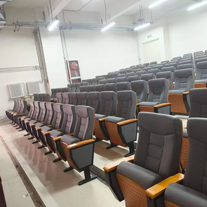 Chaises de théâtre en tissu gris au design moderne, pour auditorium scolaire, église, pieds en métal pliables, utilisation à domicile ou au <span class=keywords><strong>bureau</strong></span> - Product Image 4