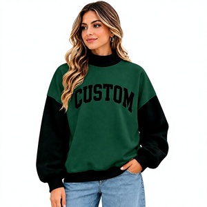 Sweat-shirt léger à col montant en molleton pour femme, coupe décontractée, design personnalisé, vêtements d'hiver, style streetwear, fournisseur en gros - Product Image 1