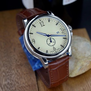 Stainless Steel Business Watch Men's 43mm <b>Square</b> 13mm Thick Fashion Quartz Movement Genuine Leather Strap Pointer - Product Image 5