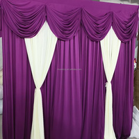 Ensemble de rideaux de fond en tissu mat Muwei 3m*3m, draperies assorties violet et blanc pour la décoration de scène de mariage