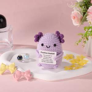 Apoyo emocional púrpura positivo Axolotl <span class=keywords><strong>Crochet</strong></span> Mini juguete de peluche lindo inspirador para regalo de muñeca de punto edificante - Product Image 1