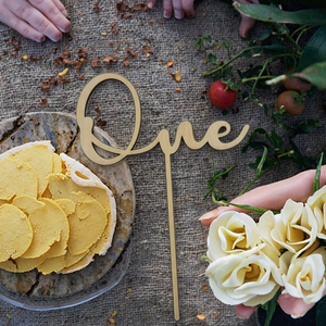 Decorazione per Torta in Legno per Primo <span class=keywords><strong>Compleanno</strong></span>, Topper per Torta 'One' per Festa di Baby Shower - Product Image 4