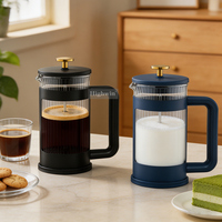 Cafetière à piston en verre borosilicate HIGHWIN 350/600/800/1000ml avec filtre à thé pour le thé et le café