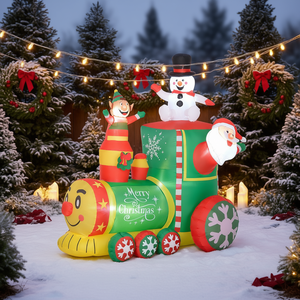 Christmas <b>Train</b> Inflatable 6 Ft White Led Lights <b>Outdoor</b> Holiday Yard Decoration Blow Up Decor For Party And Garden - Product Image 2
