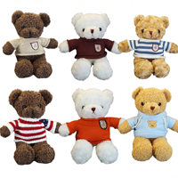 Mini ours en peluche unisexe super doux en coton PP lavé avec chemise, poupée en peluche confortable, vente en gros