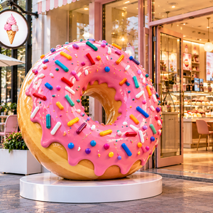 Statua di <span class=keywords><strong>Ciambella</strong></span> in Fibra di Vetro, Scultura Gigante Artistica Dipinta a Mano su Misura - Product Image 2