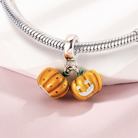 Breloques en argent Citrouille, Crâne, Fantôme, Chat noir, Chat sorcière, Perles compatibles avec bracelet original, Bijoux, Cadeau d'Halloween Berluque