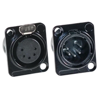 Prise XLR mâle 5 broches sur mesure à montage sur panneau, boîtier noir, broches plaquées or, bride de type D pour projecteur à tête mobile