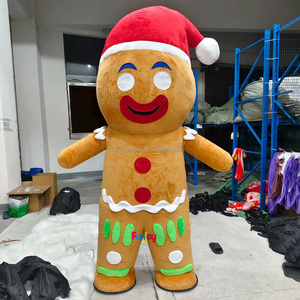 Navidad inflable <span class=keywords><strong>Gingerbread</strong></span> <span class=keywords><strong>Man</strong></span> mascota disfraz personaje de dibujos animados para adultos - Product Image 4