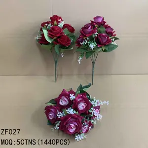 Custom good price artificial rose silk flowers artificial rose bouquet flores artificiales decor wedding