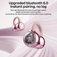 Écouteurs sans fil REMAX OWS-08 à clipser, légers, à oreille ouverte, Bluetooth 6.0, roses, pour le sport