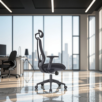 Chaise de bureau exécutive moderne et réglable en tissu, pivotante, avec design ergonomique, appui-tête réglable et accoudoirs fixes pour le travail et la maison