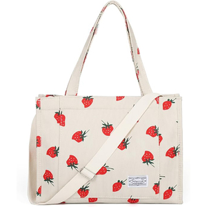 Échantillon gratuit, grand sac fourre-tout tendance, grande capacité de charge, lavable, réutilisable, toile de coton épaisse, sacs fourre-tout pour femmes - Product Image 1