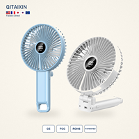 Ventilateur portable grand format à 7 pales, pliable avec mousqueton, rechargeable USB 3600mAh, vent puissant, idéal pour l'extérieur et l'hôtel