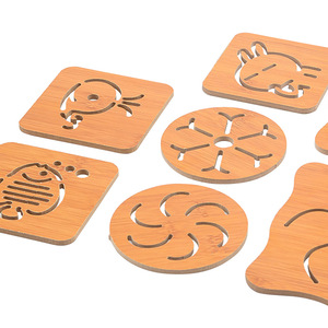Wooden cartoon heat-insulating mat for home use, kitchen hollowed-out table mat, pot mat, <b>teacup</b> mat, bowl mat, coaster, - Product Image 1