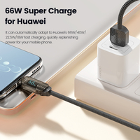 Cable de Carga Súper Rápida Toocki 6A de Alta Potencia 66W USB-A a Tipo-C, Transmisión de 480Mbps, Tejido Resistente para Tablet y Laptop