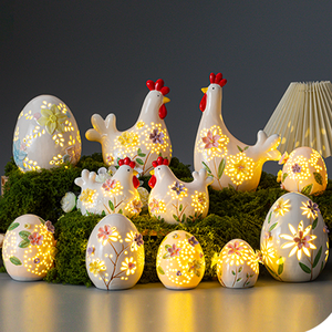 Figurines d'œufs <span class=keywords><strong>en</strong></span> céramique éclairées par LED, petites, fabriquées directement <span class=keywords><strong>en</strong></span> usine, œufs de Pâques <span class=keywords><strong>en</strong></span> <span class=keywords><strong>porcelaine</strong></span> avec fleurs - Product Image 1